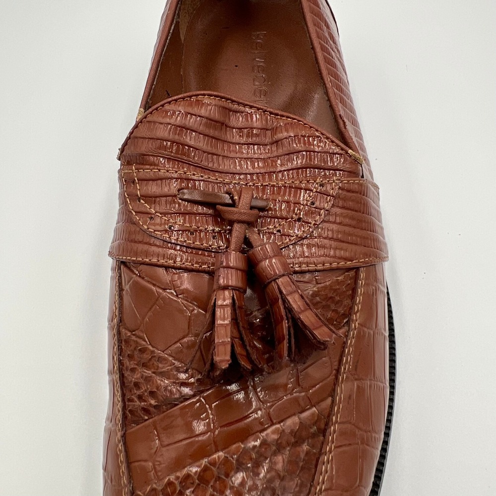 Belvedere Mens Brown Genuine Snakeskin All Leather Brogue Loafer Shoe Size 10 - Picture 6 of 16